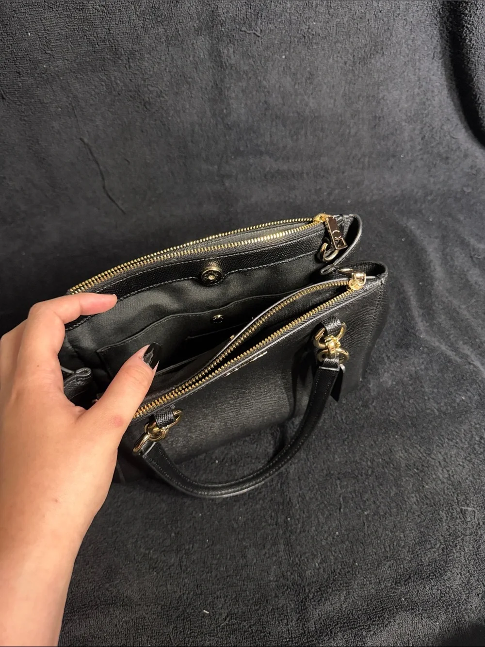 Coach Black Christie Carryall Tote in Pebble Leather